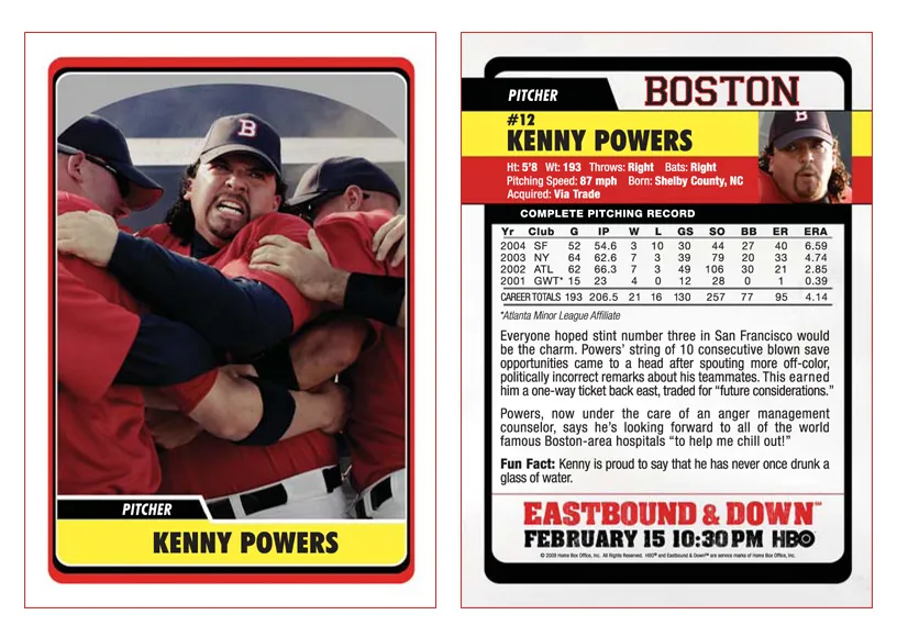 Kenny Powers baseball card Boston. PYGear.com