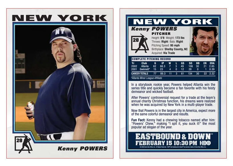 Kenny Powers baseball card New York. PYGear.com