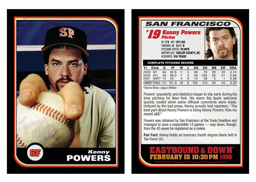 Kenny Powers baseball card San Francisco. PYGear.com