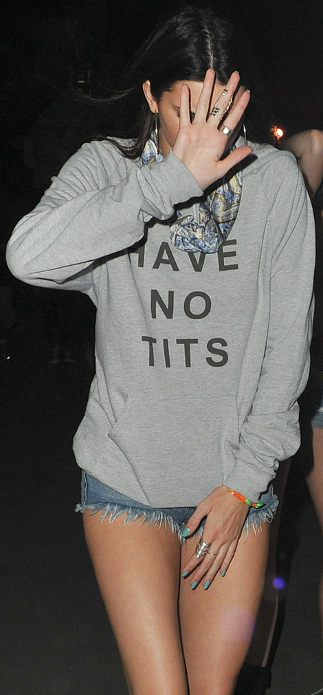 Kendall Jenner I Have No Tits gray hoodie. PYGear.com