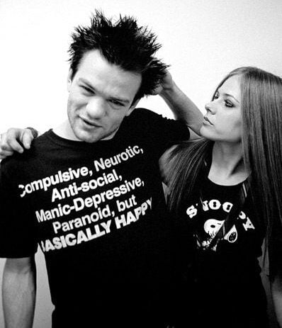 Compulsive Neurotic Anti-Social Manic-Depressive Paranoid but Basically Happy T-Shirt Deryck Whibley Sum 41 Avril Lavigne