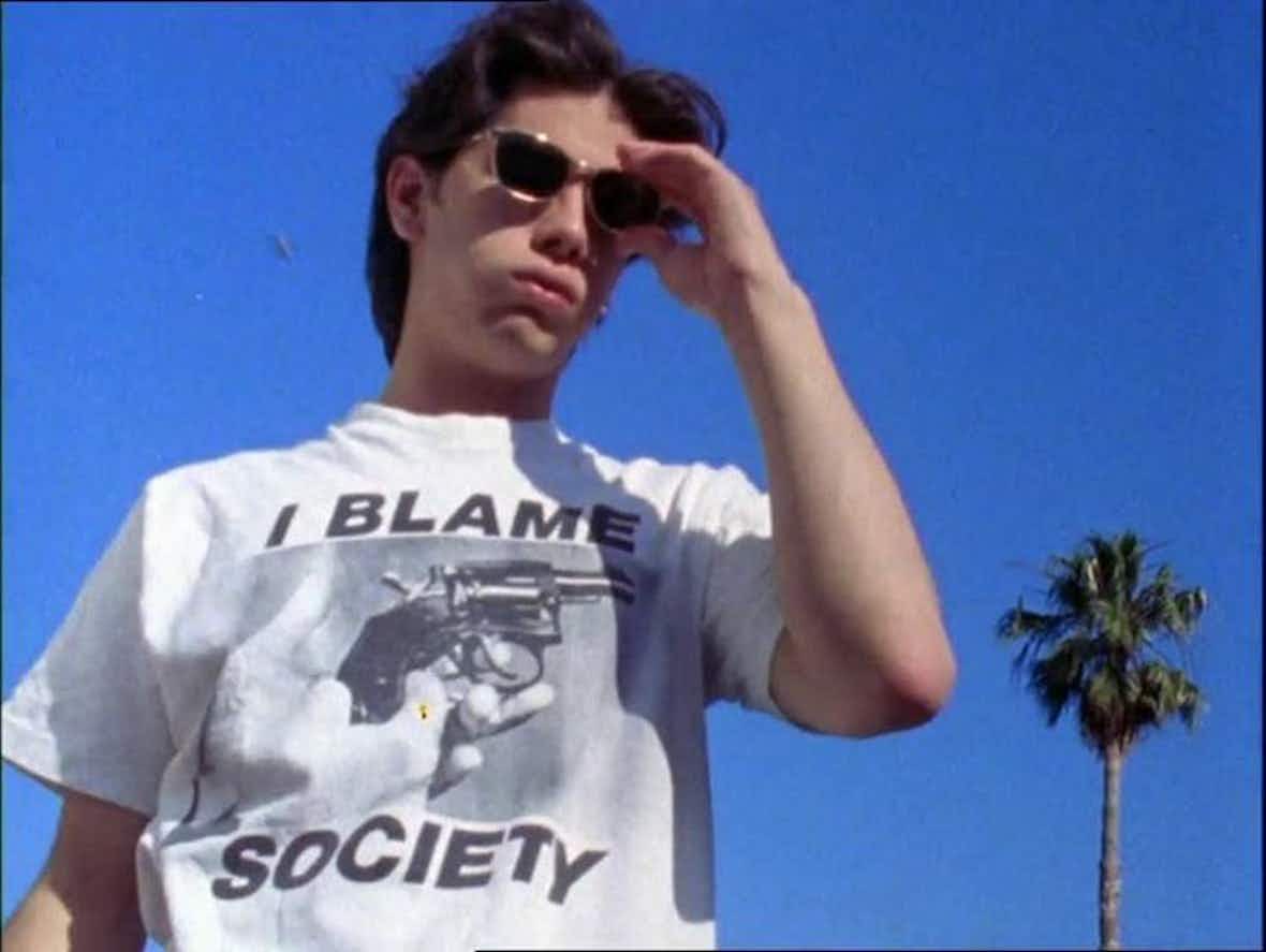 I BLAME SOCIETY T-shirt Andy in Totally Fucked Up movie.