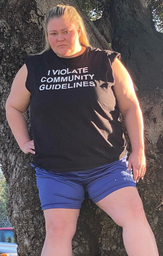 I Violate Community Guidelines shirt as worn by Trailer Trash Tammy