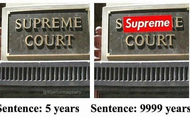 Supreme inflated price sentence meme