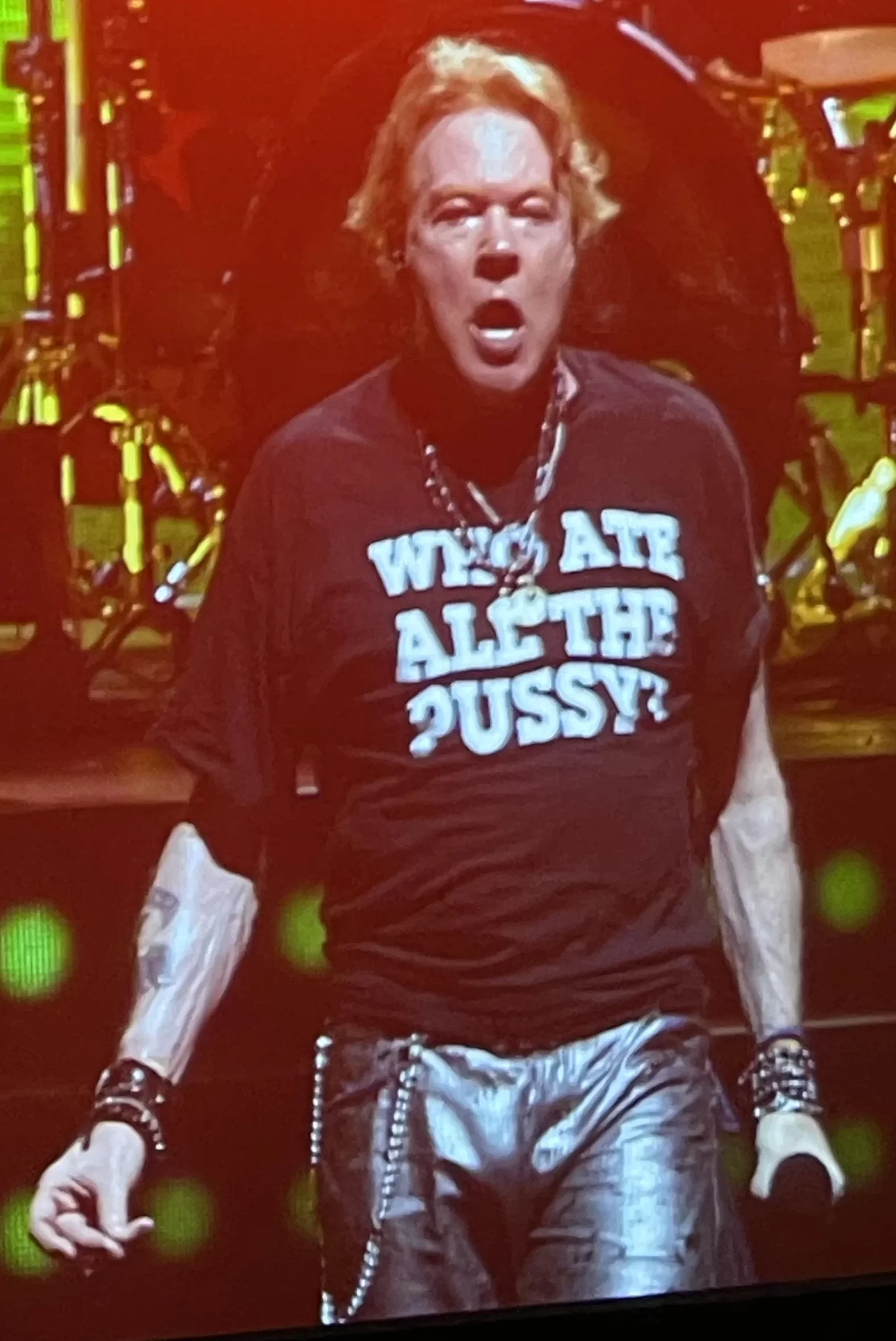 Who Ate All The Pussy shirt as worn by Axl Rose Guns N Roses