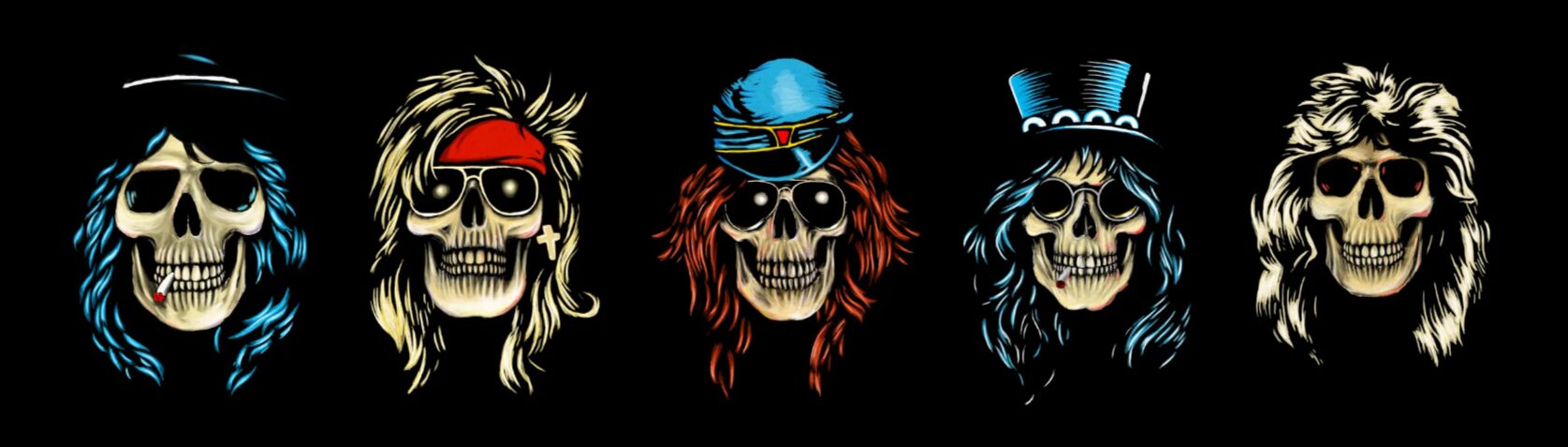 Guns N' Roses skull original five members