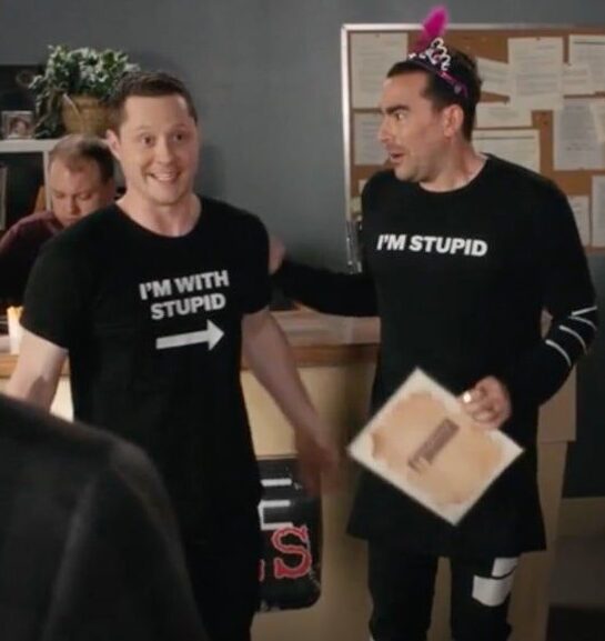 Schitt's Creek I'm with stupid couple t-shirts