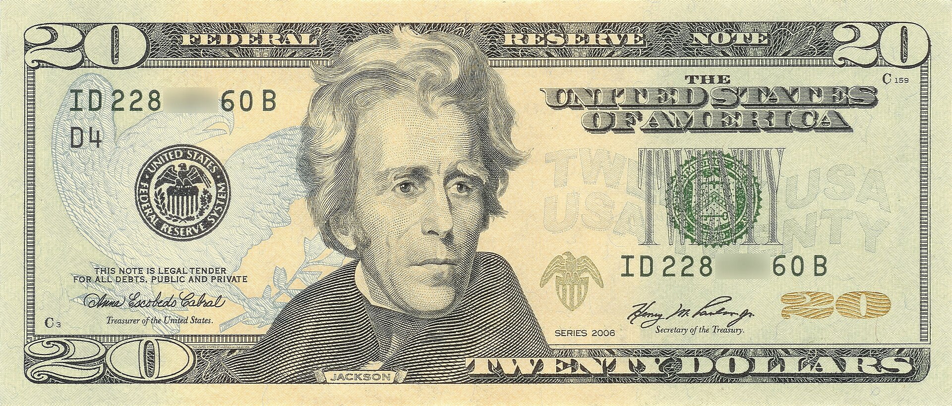 $20 Bill USD Twenty Dollars 