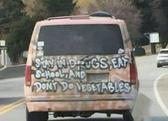 Stay in drugs, eat school, and don't do vegetables mini van