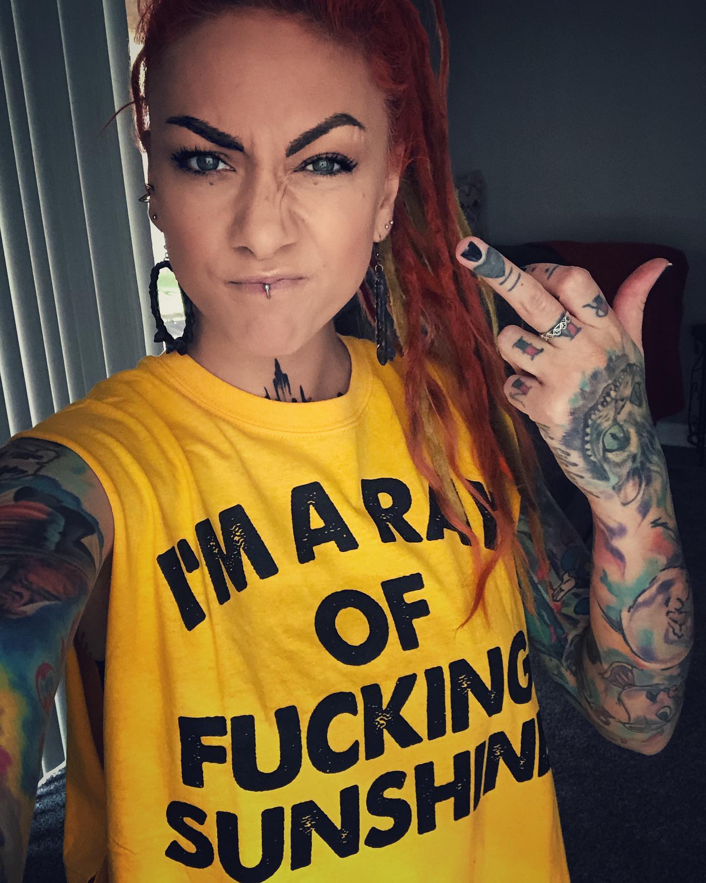 Lena Scissorhands I’m A Ray Of Fucking Sunshine yellow shirt