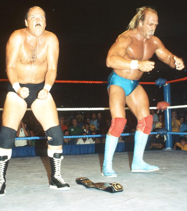 Mean Gene Okerlund in-ring debut with Hulk Hogan as tag team partner