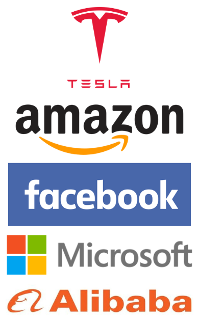 Tesla Amazon Facebook Microsoft Alibaba