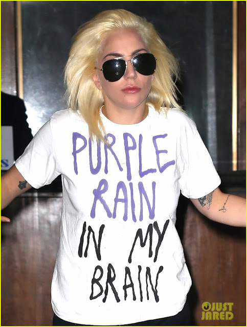 As worn by Lady Gaga - 'Purple Rain In My Brain' T-shirt.