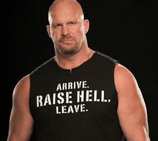 'Arrive. Raise Hell. Leave' T-shirt 'Stone Cold' Steve Austin. PYGear.com