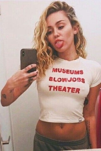 Museums Blowjobs Theater tee as worn by Miley Cyrus. PYGear.com