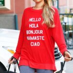 Paris Hilton hello red shirt