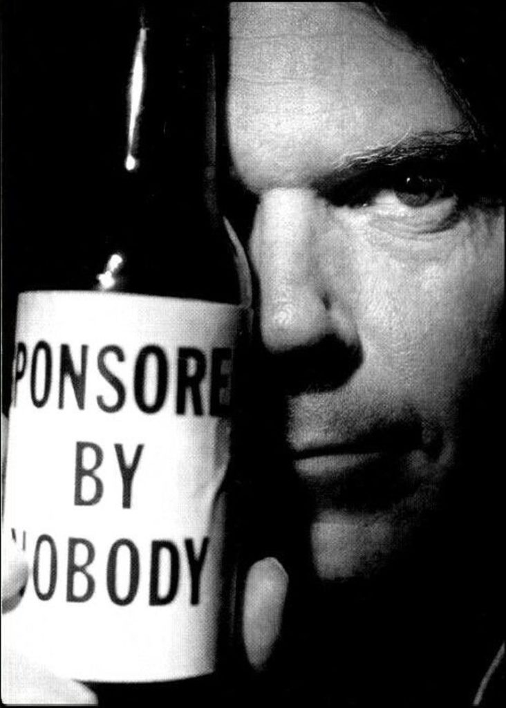 Sponsored by Nobody Neil Young beer bottle. PYGear.com