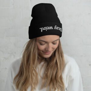 Alternative view of Stay Weird (Upside Down Text) Beanie - Embroidered