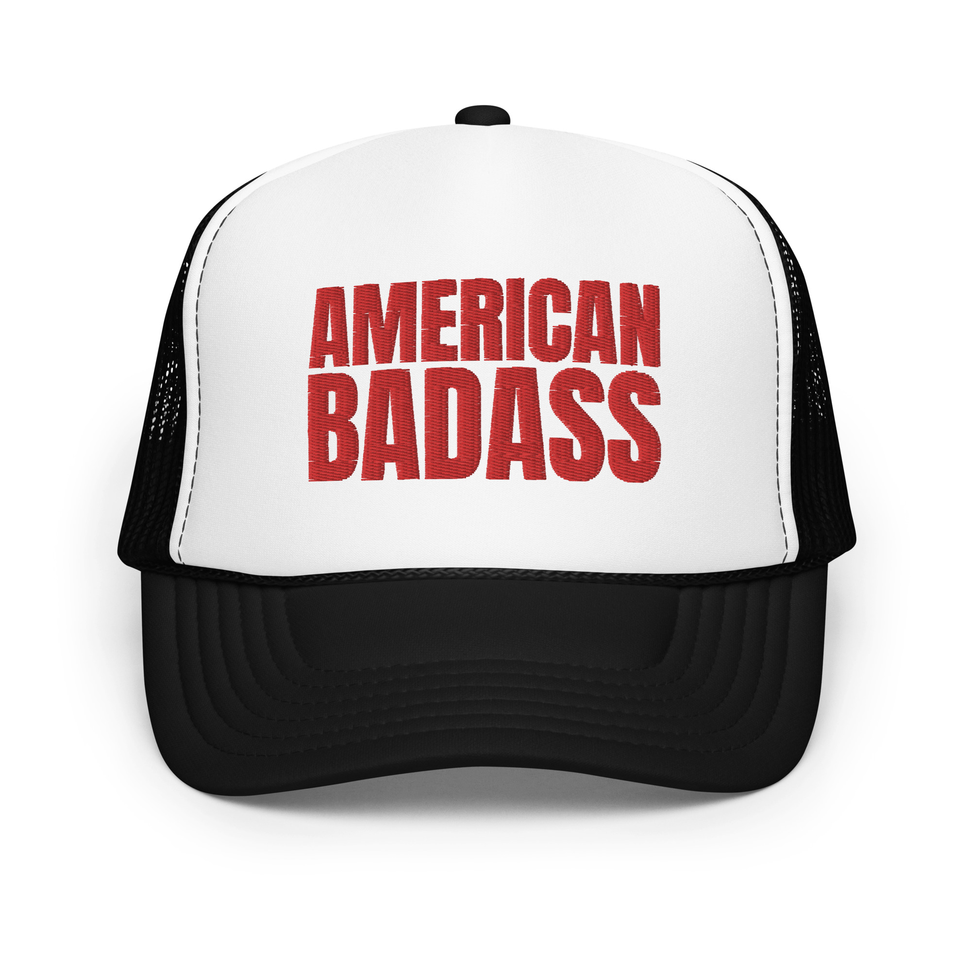 AMERICAN BADASS Red White and Blue Embroidered Trucker Hat - Image 8