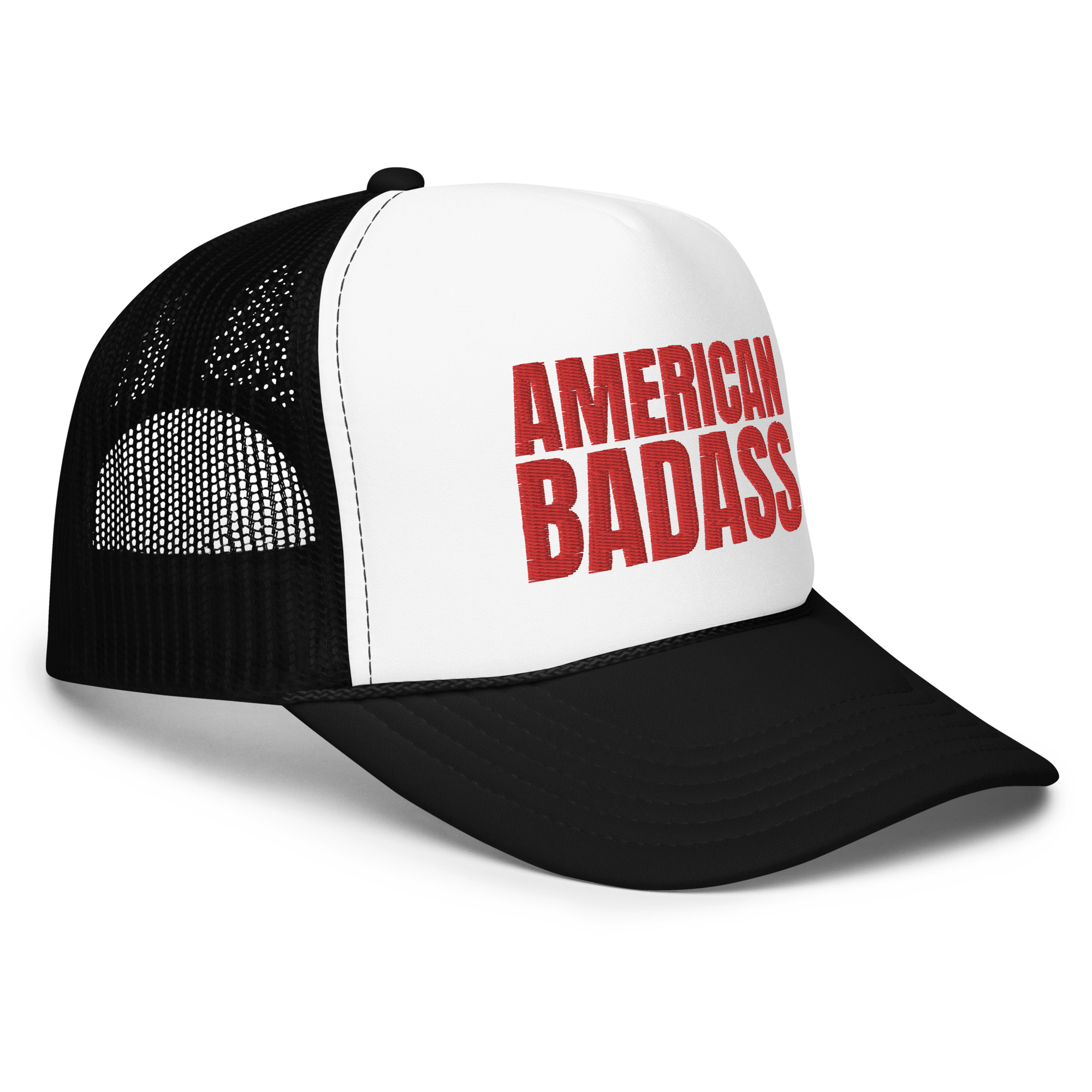 AMERICAN BADASS Red White and Blue Embroidered Trucker Hat - Image 10