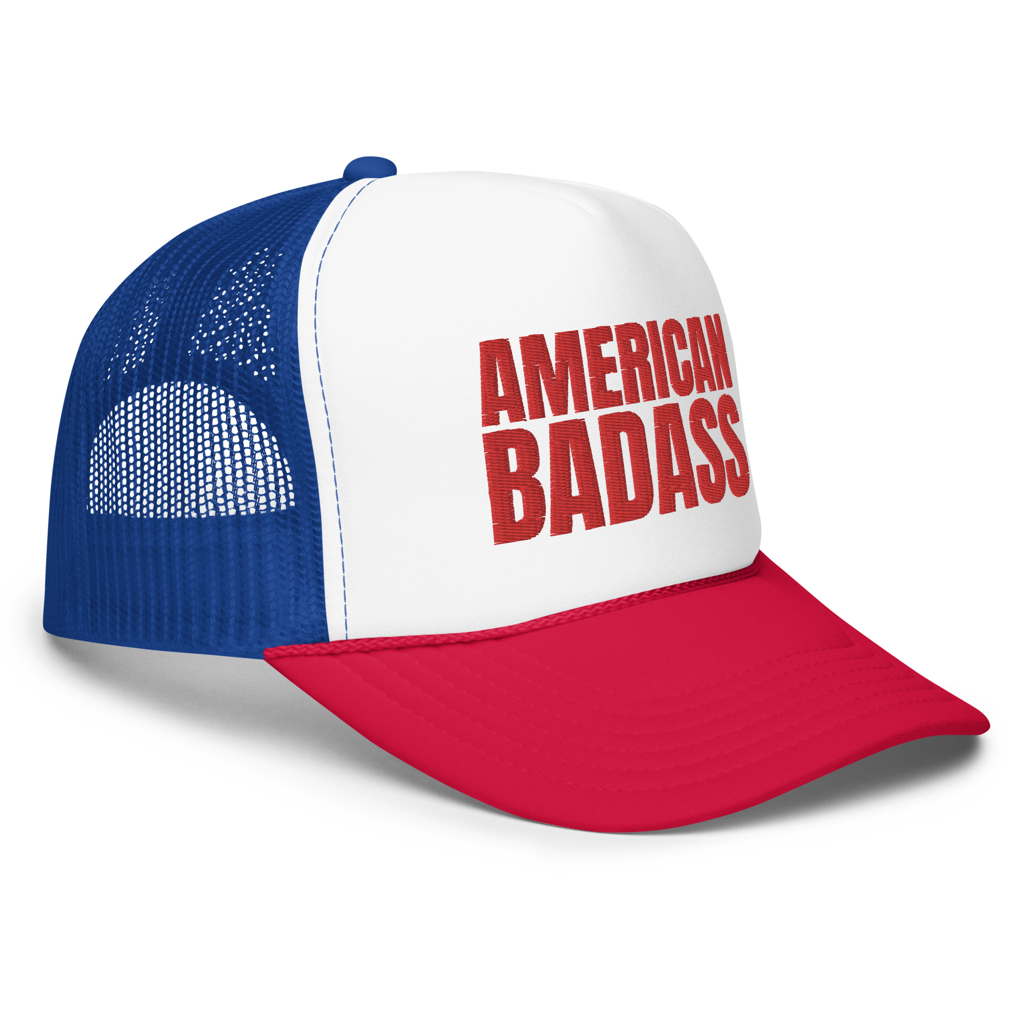 AMERICAN BADASS Red White and Blue Embroidered Trucker Hat - Image 15