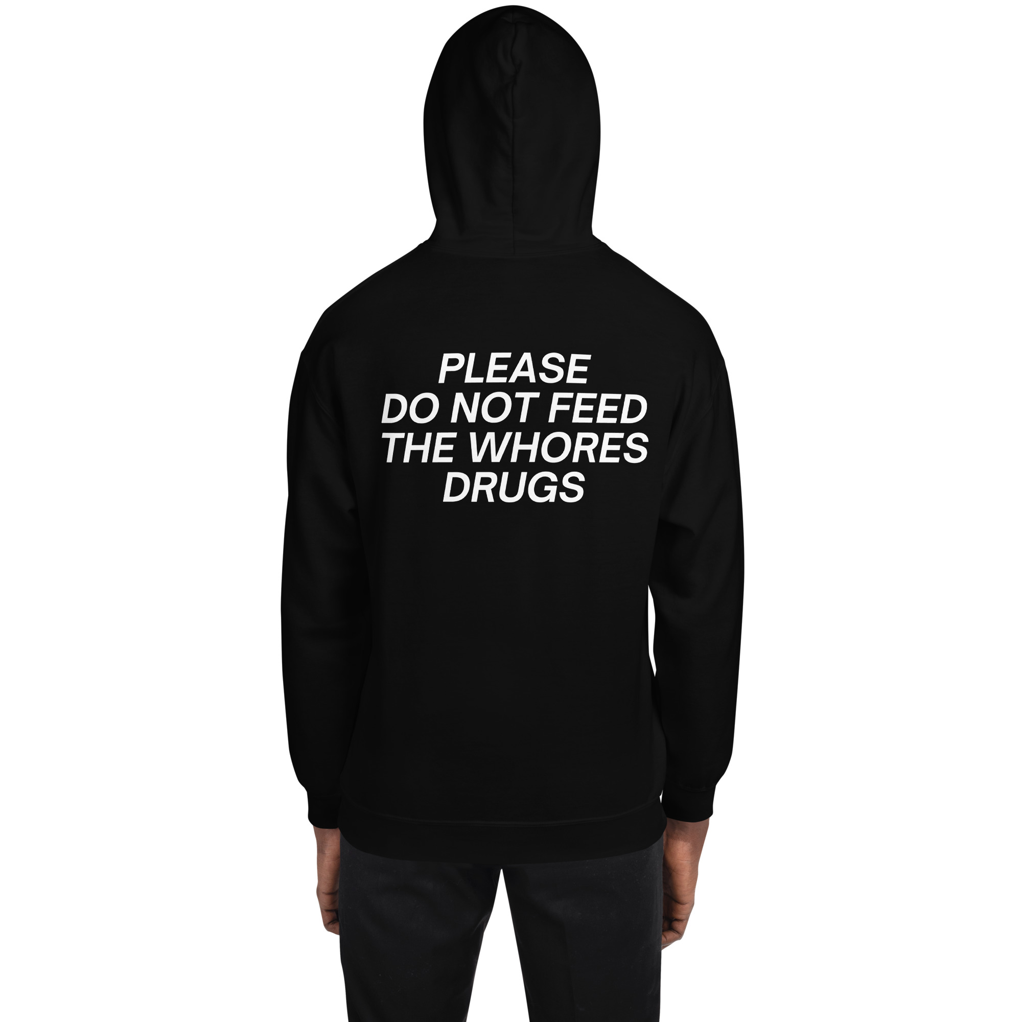 PLEASE DO NOT FEED THE WHORES DRUGS (Front + Back) Hoodie - Image 5