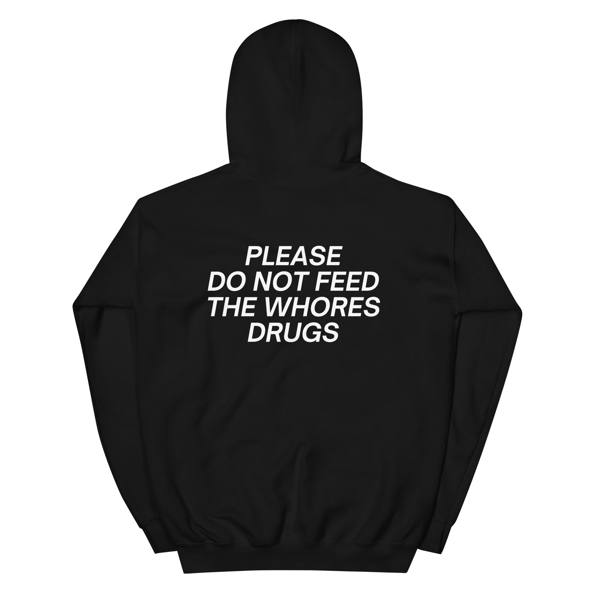 PLEASE DO NOT FEED THE WHORES DRUGS (Front + Back) Hoodie - Image 8