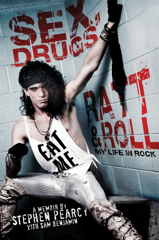 EAT ME shirt as worn by Stephen Pearcy of Ratt (Sex, Drugs & Ratt N' Roll book cover). PYGear.com