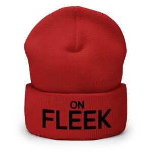 Alternative view of ON FLEEK Beanie hat (embroidered text)