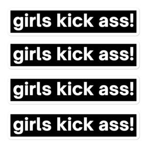 GIRLS KICK ASS (in white letters) Sticker Pack