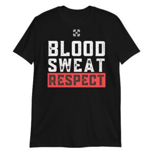 BLOOD SWEAT RESPECT Cross Barbell Logo T-Shirt