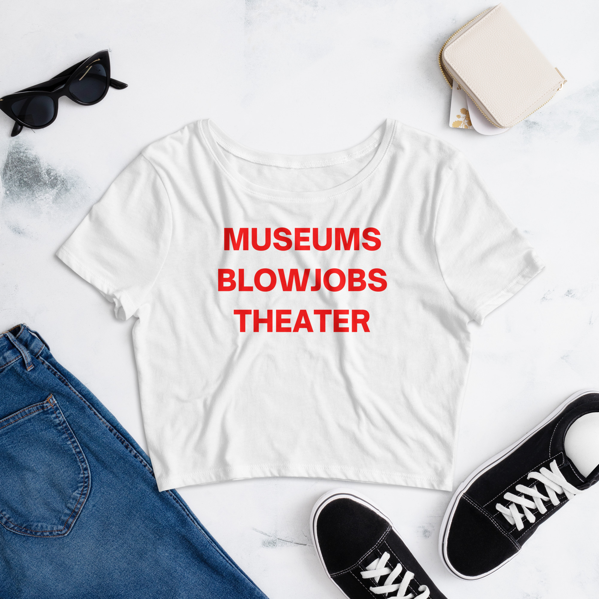 Miley Cyrus MUSEUMS BLOWJOBS THEATER Crop Top Tee - Image 2
