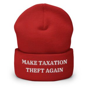 MAKE TAXATION THEFT AGAIN Embroidered Beanie Hat
