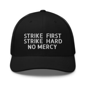 Cobra Kai STRIKE FIRST STRIKE HARD NO MERCY Hat (Embroidered)