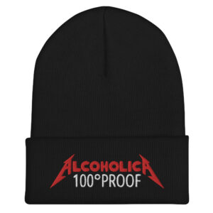 Alternative view of AlcoholicA 100 Proof Embroidered Beanie hat