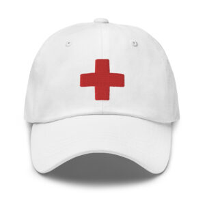 Red Cross Embroidered Dad Hat (3D Puff)