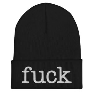 Alternative view of ‘fuck’ (in typewriter font) Beanie - Embroidered
