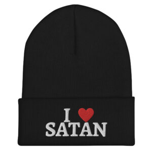 Alternative view of I Love SATAN – I Heart SATAN Beanie Hat (Embroidered)