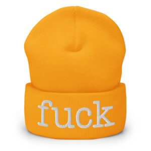 ‘fuck’ (in typewriter font) Beanie - Embroidered - Image 6