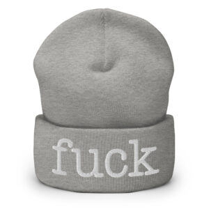 ‘fuck’ (in typewriter font) Beanie - Embroidered - Image 5