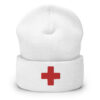 Red Cross Embroidered Beanie (3D Puff)