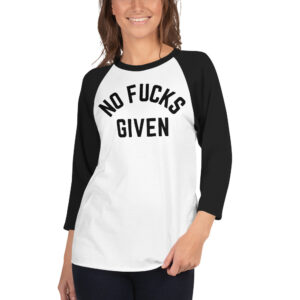 Alternative view of NO FUCKS GIVEN 3/4 sleeve raglan shirt