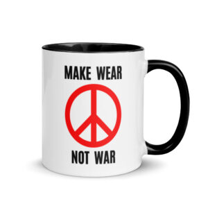MAKE WEAR NOT WAR – Peace Sign Mug with Color Inside