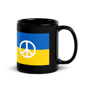 Peace for Ukraine | Ukraine Flag Peace Sign Black Coffee Mug