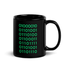 BITCOIN in Binary Code Black Coffee Mug