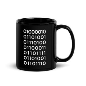 BITCOIN in Binary Code Black Coffee Mug