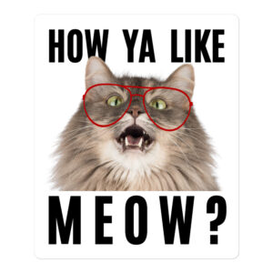 ‘How Ya Like Meow?’ Meowing Cat with Glasses sticker