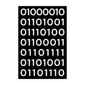 BITCOIN in Binary Code Black Sticker
