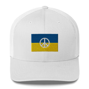 Peace for Ukraine | Ukraine Flag Peace Sign Trucker Cap (Embroidered)