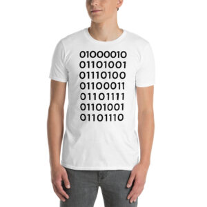 BITCOIN in Binary Code Unisex T-Shirt (Black on White)